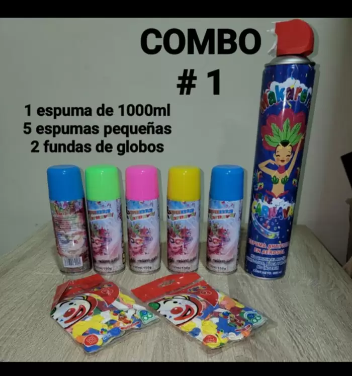 $ 10 Combos de Espumas de carnaval de 800ml y 1000ml